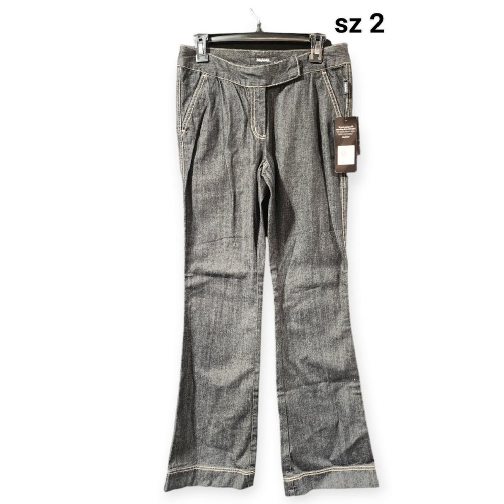 Brand New With Tags Vtg Y2K Daisy Fuentes sz 2 Black Denim Low Rise Flare Jeans